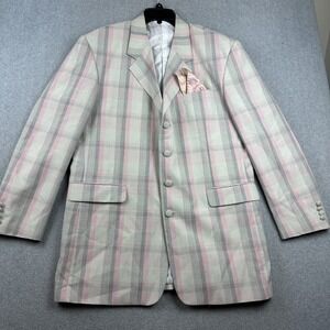 Stacy Adams Cream, Pink & Gray Plaid Sport Coat